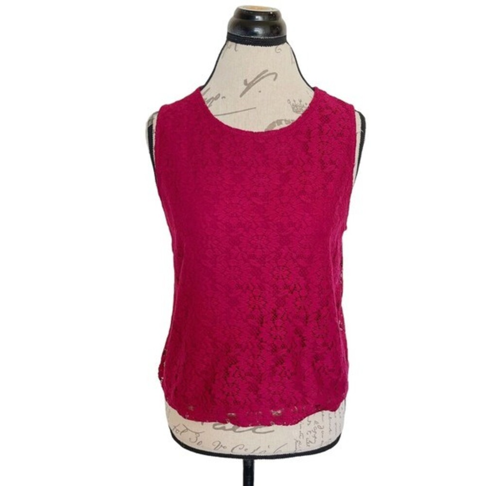 TOPSHOP Womens Sleeveless Crochet Floral Size 10 Red Dressy Date Night Party